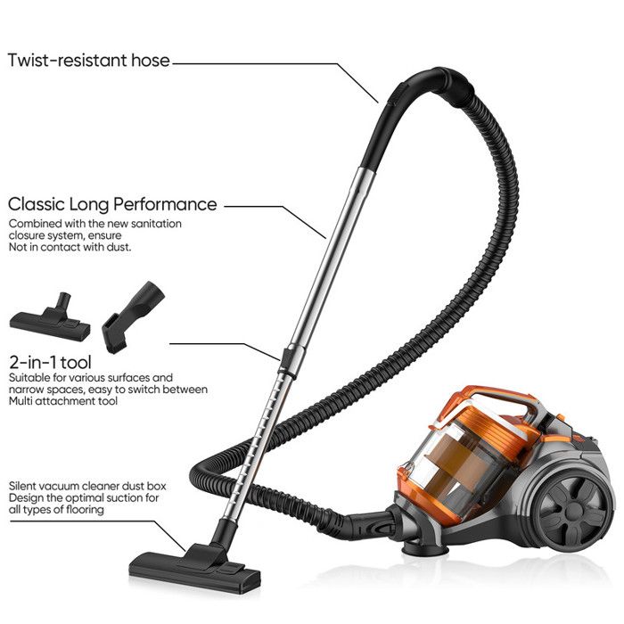 Aspirateur Sans Sac 3600W Puissant 15000Pa, Aspirateur Traîneau Avec Fil 5M, Multifonction + Brosse 2 En 1, Nettoyage Profond – Image 2