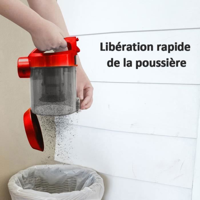 Aspirateur sans sac, Aspirateur traineau Compact, Silencieux, Performant avec filtre hygiénique lavable, Forte aspiration - Rouge – Image 3