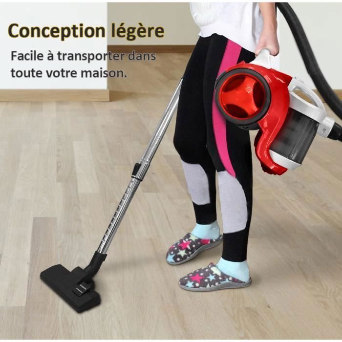 Aspirateur sans sac, Aspirateur traineau Compact, Silencieux, Performant avec filtre hygiénique lavable, Forte aspiration - Rouge – Image 4