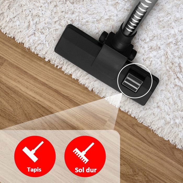 Aspirateur sans sac, Aspirateur traineau Compact, Silencieux, Performant avec filtre hygiénique lavable, Forte aspiration - Rouge – Image 5