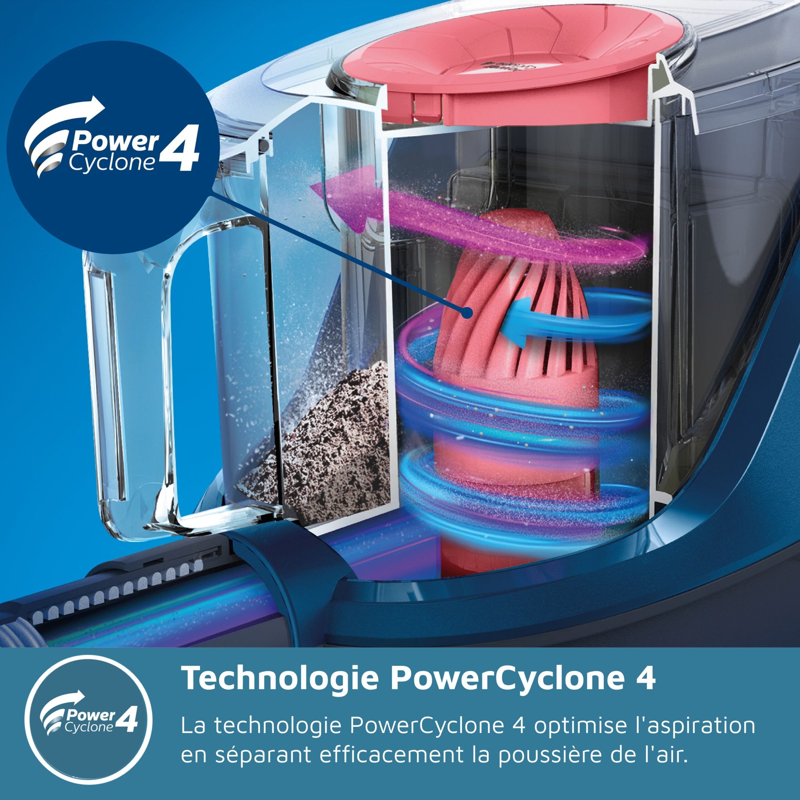 Aspirateur sans sac - PHILIPS - XB2123/09 - Série 2000 PowerCyclone 4 - 850W - Bleu/rose – Image 5