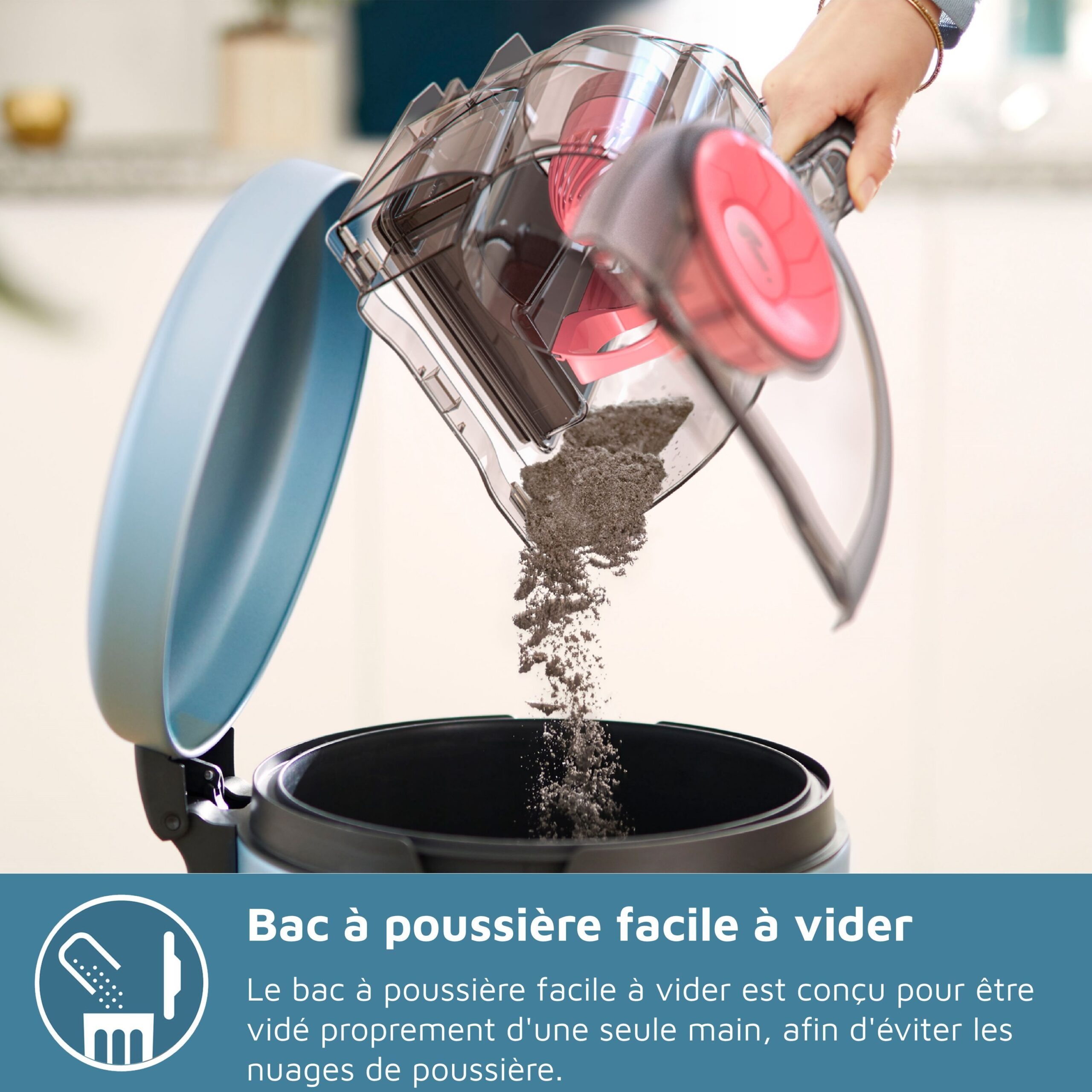 Aspirateur sans sac - PHILIPS - XB2123/09 - Série 2000 PowerCyclone 4 - 850W - Bleu/rose – Image 6