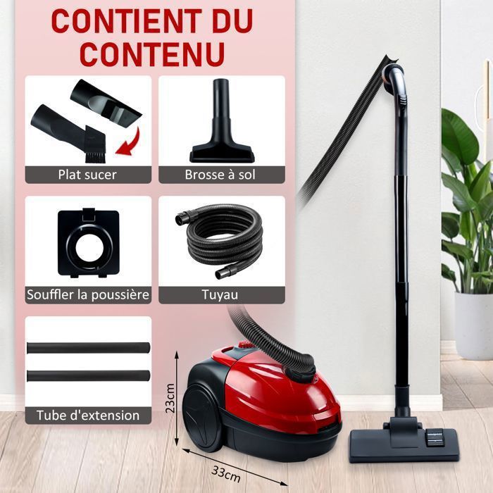 Aspirateur Traineau Sac 17kPa 1200W -4 en 1 Aspirateur Puissant avec Capacité 1.5 L -Silencieux 57 dB -pour Tapis et Sols Durs – Image 2