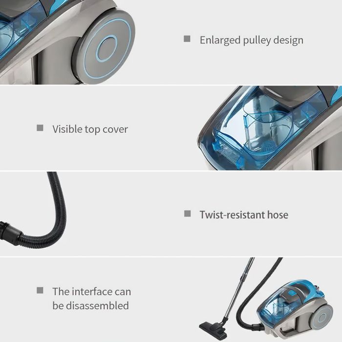 Aspirateur Traîneau Sans Sac 2800W - Filtration Multicyclonique -Tête de brosse amovible - Pour sols durs, tapis et poils d'animaux – Image 5