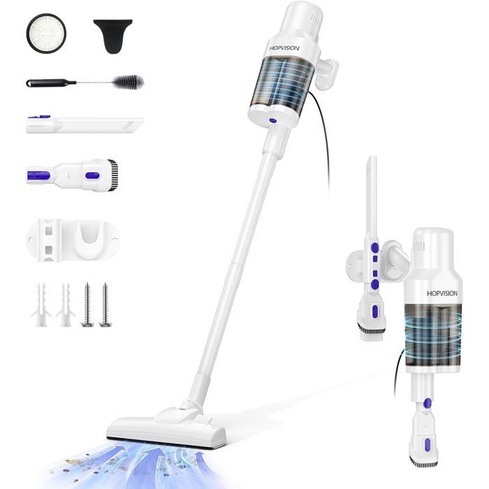 Aspirateur,Aspirateur Balai Avec Fil Puissant 20Kpa 600W,Aspirateur Sans Sac 3 En 1 Avec Double Réservoir À Poussière De 800 Ml