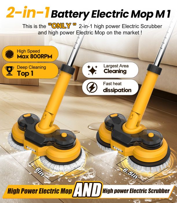 Balai Électrique - TANBABY - 3 Vitesses - Réservoir 300ml - 8 Têtes de Brosse - Compatible DeWalt – Image 2