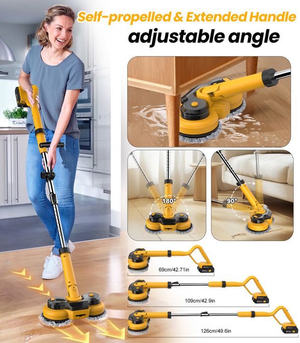 Balai Électrique - TANBABY - 3 Vitesses - Réservoir 300ml - 8 Têtes de Brosse - Compatible DeWalt – Image 3