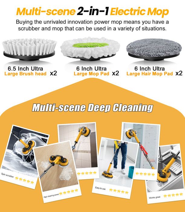 Balai Électrique - TANBABY - 3 Vitesses - Réservoir 300ml - 8 Têtes de Brosse - Compatible DeWalt – Image 5