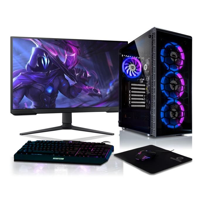 BEASTCOM Q3 Essential Gaming, PC Gamer Complet, AMD Ryzen 3 4300G 4X 4.0GHz, 4K RX Vega 6, 16Go RAM, 256GB SSD,WiFi, Win11