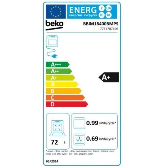 Four multifonction encastrable - BEKO - BBIM18400BMPS - 72L - Pyrolyse - Noir – Image 2