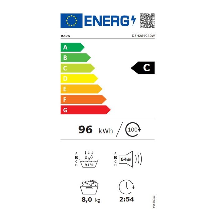 Beko Sèche-linge pompe à chaleur 60cm 8kg blanc - D5H284930W – Image 2