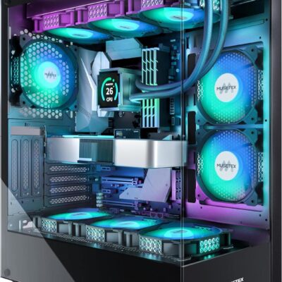 Boitier Pc Atx Pré-Installation 6 Ventilateurs Pwm Argb,Boîtier Atx Mid Tower Avec Double Verre Panoramique,Boitier Pc Gamer De Je