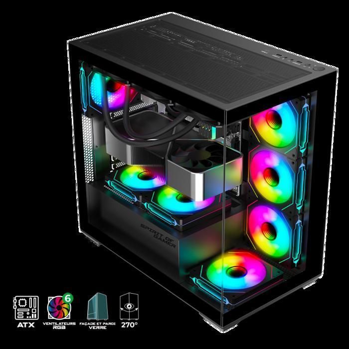 Boîtier PC Gamer - Spirit of Gamer - Spark Dark - RGB - 6 Ventilateurs - Compatible ATX/mATX/mITX – Image 2