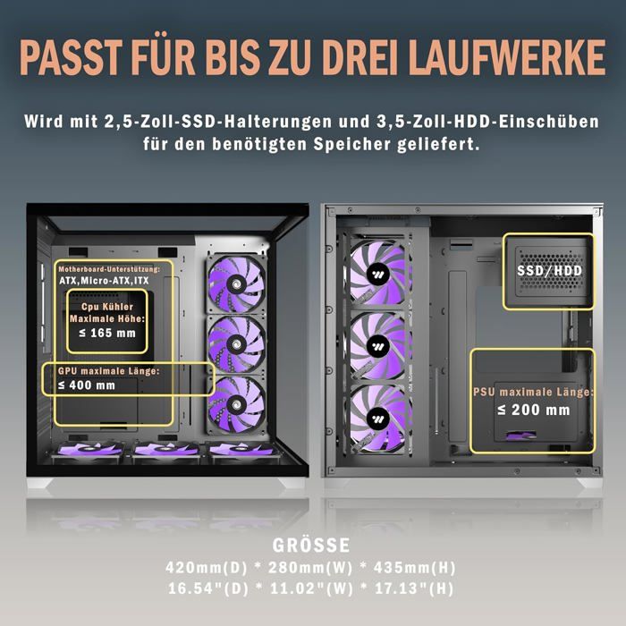 Boîtier Pc Atx 6 Ventilateurs Pwm Argb Pré-Installés,Boîtier Pc Gaming Mid-Tower,Boîtier Informatique Panoramique En Verre Trempé – Image 4