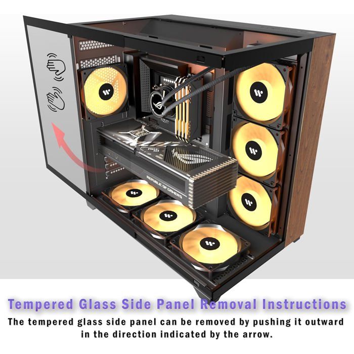 Boîtier Pc Atx 6 Ventilateurs Pwm Argb Pré-Installés,Boîtier Pc Gaming Mid-Tower,Boîtier Informatique Panoramique En Verre Trempé – Image 5