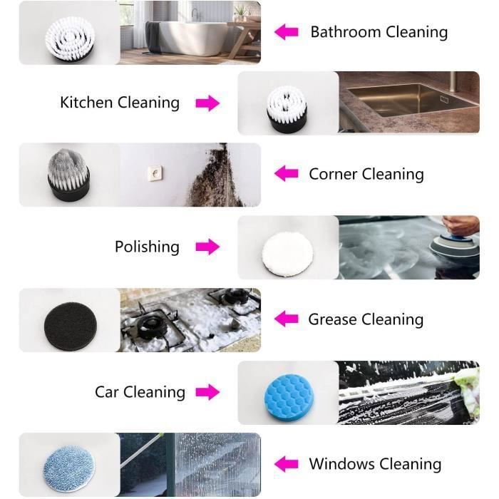 Brosse de Nettoyage électrique sans Fil avec 7 têtes de Brosse remplaçables,Vadrouille à récurer électrique avec p BALAI ELECTRIQUE – Image 3