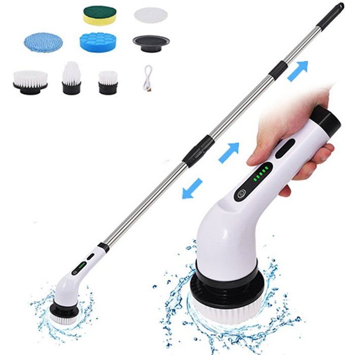 Brosse de nettoyage électrique 7 en 1 - Balai électrique - Brosse de nettoyage électrique sans fil - Brosse de nettoyage avec
