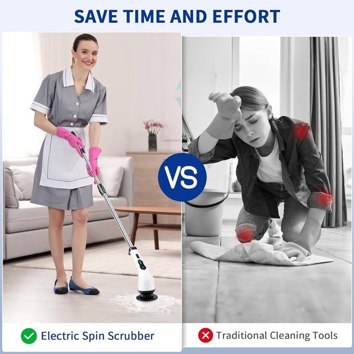 Brosse de nettoyage électrique 7 en 1 - Balai électrique - Brosse de nettoyage électrique sans fil - Brosse de nettoyage avec – Image 4