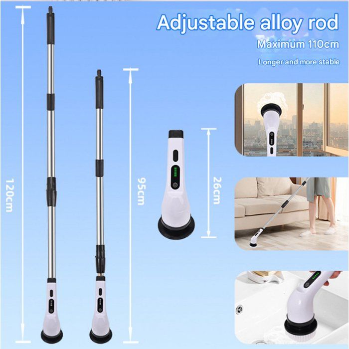 Brosse de nettoyage électrique 7 en 1 - Balai électrique - Brosse de nettoyage électrique sans fil - Brosse de nettoyage avec – Image 6