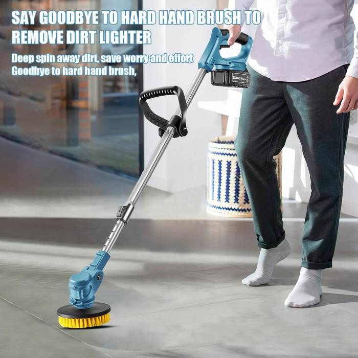 Brosse de Nettoyage Électrique 800W 5000RPM Balai Électrique avec 3 Têtes de Brosse Tige D'extension Réglable – Image 3