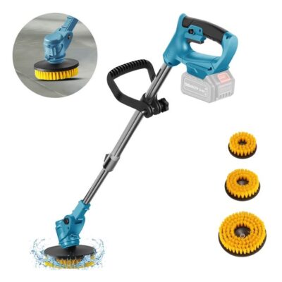 Brosse de Nettoyage Électrique 800W 5000RPM Balai Électrique avec 3 Têtes de Brosse Tige D'extension Réglable