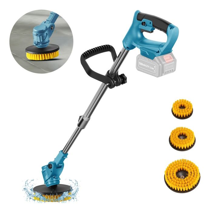 Brosse de Nettoyage Électrique 800W 5000RPM Balai Électrique avec 3 Têtes de Brosse Tige D'extension Réglable