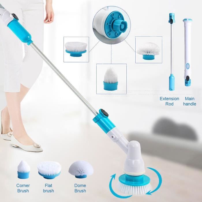 Brosse de nettoyage électrique rechargeable sans fil à long manche Brosse de nettoyage étanche télescopique rotative automatique – Image 3