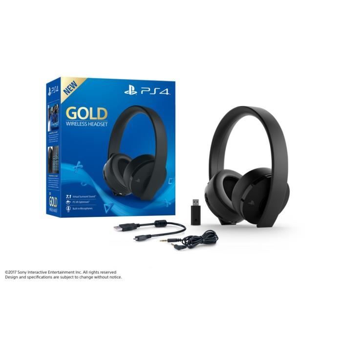 Casque Sans Fil Gold Black - Sony Virtual Surround Sound 7.1 pour PS4 - Optimisé PSVR - PlayStation Officiel – Image 5