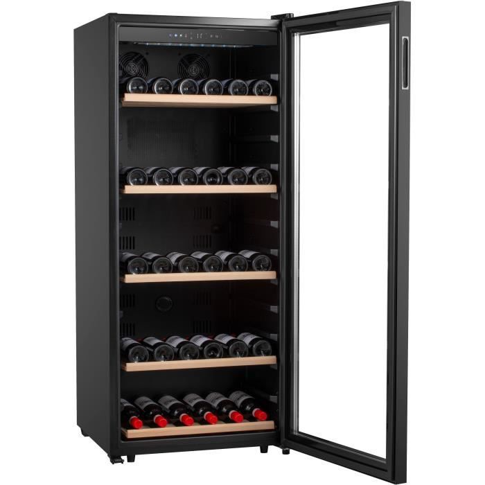 Cave à vin de service - CAVISS - S1300CBEG - 120 bouteilles - Porte vitrée réversible - Classe G - 59 x 59,5 x 141,5 cm - Noir – Image 2