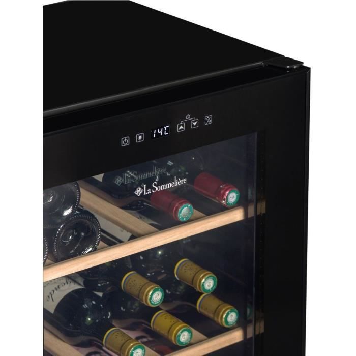 Cave à vin de service - LA SOMMELIERE - LS36BLACK - 36 bouteilles - Porte vitrée - Classe F - 48 x 43 x 83,8 cm - Noir – Image 8