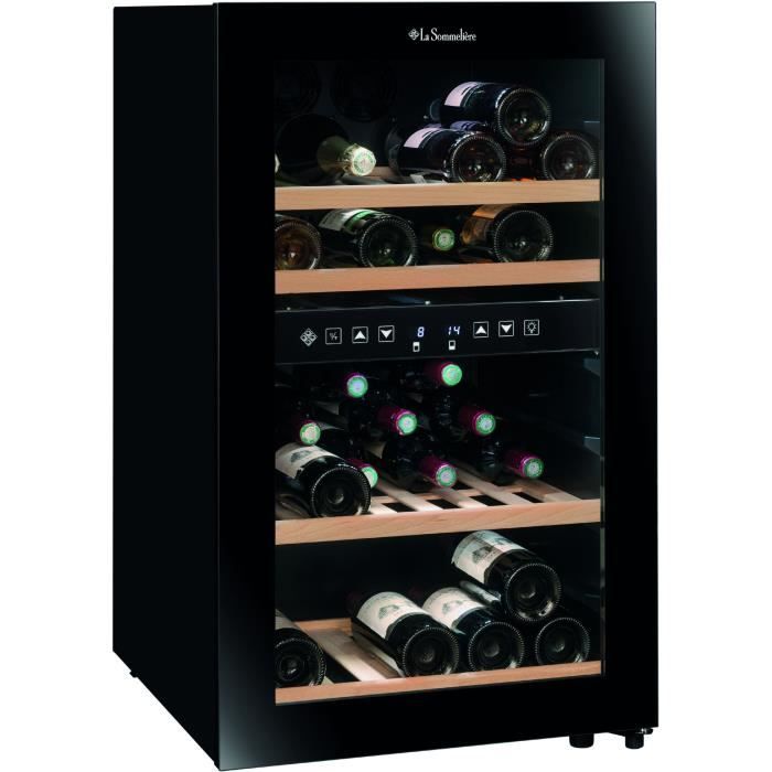 Cave à vin de service - LA SOMMELIERE - SLS45DZ - 45 bouteilles - Porte vitrée - Classe G - 49,5 x 58 x 84 cm - Noir – Image 5