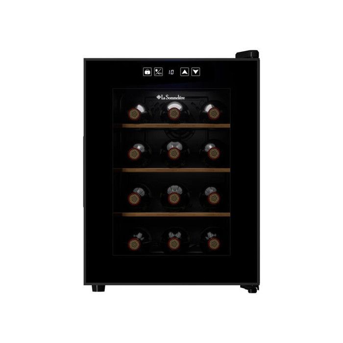 Cave à vin 12SILENCE – 12 bouteilles – Technologie hybride – Ultra-silencieuse 25 dB – Design moderne noir et gris anthracite