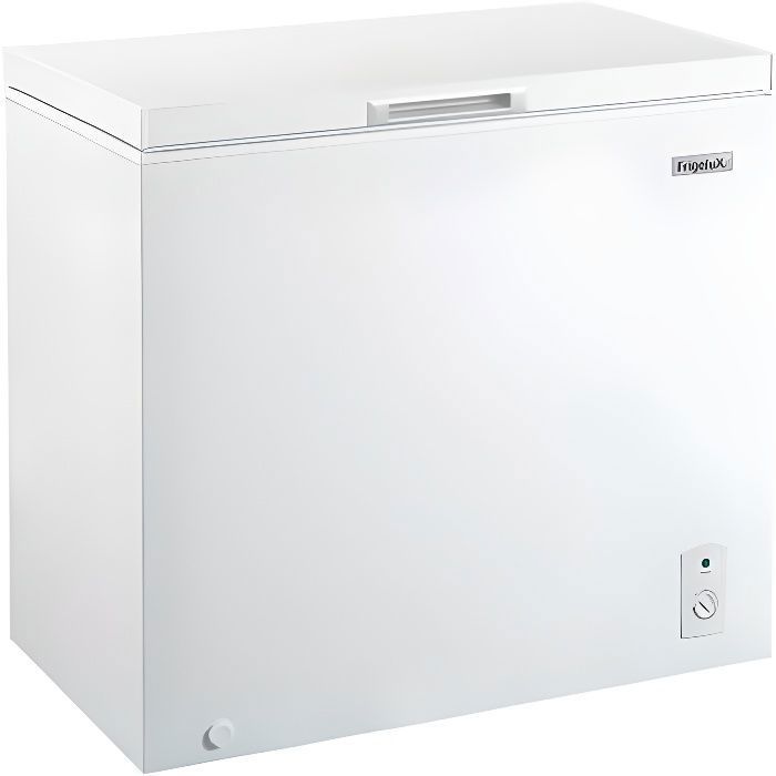 Congélateur coffre blanc FrigeluX CCO300BE – 290 L – Classe E – Autonomie 33h – Dégivrage facile – Panier – 107,4 cm