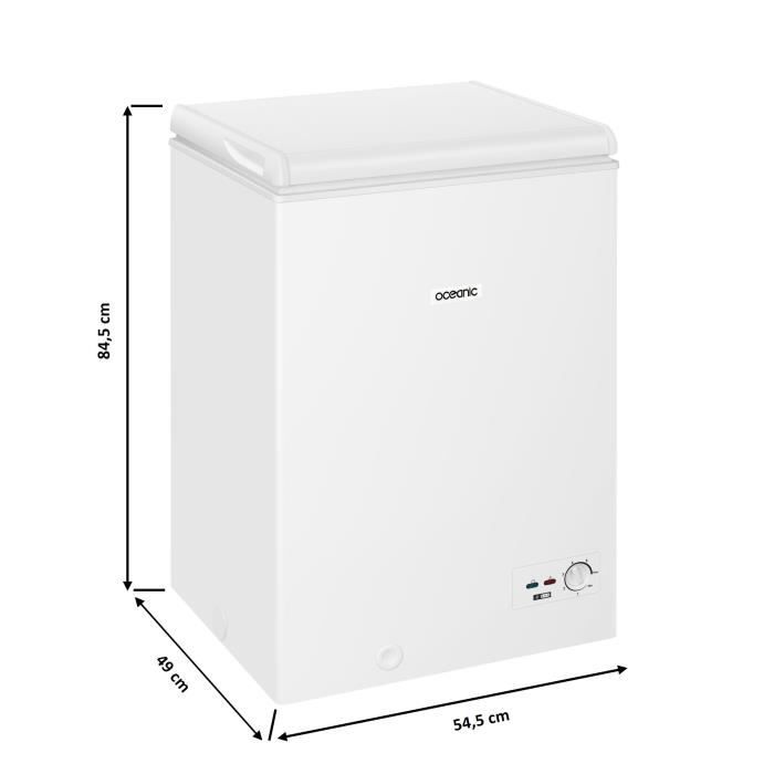 Congélateur coffre - OCEANIC - 97L - Froid statique - Contrôle mécanique - 39 dB - L54,5 x P49,0 x H84,5 cm - Blanc – Image 5
