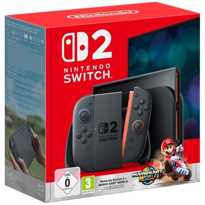 Console Nintendo Switch 2 • Bleu Clair & Rouge Clair + Mario Kart World (Code)