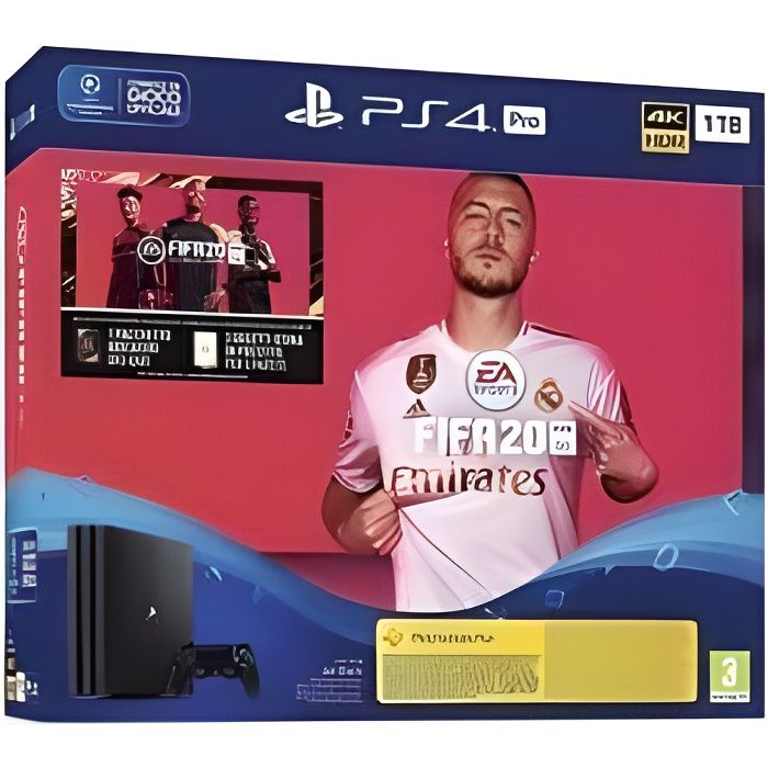 Console de salon - Sony - PS4 Pro - 1000 Go - Noir - Bundle - FIFA 20