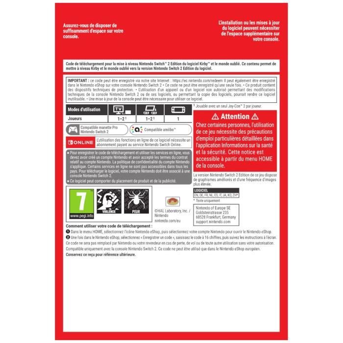 DLC Mise à niveau "Nintendo Switch 2 Edition + Le Pays des Étoiles Filantes" pour Kirby et le Monde Oublié • Code de téléchargement – Image 2
