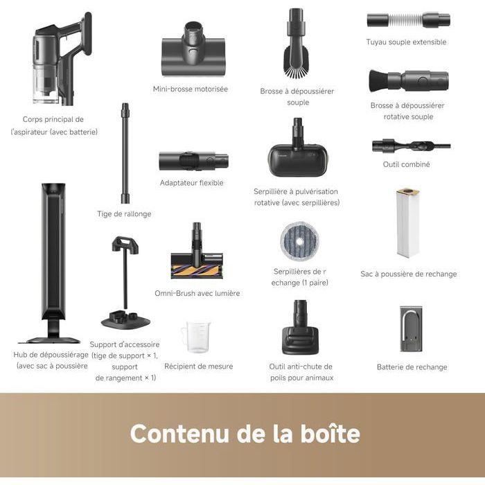 Aspirateur Balai sans Fil DREAME Z40 Station avec vidage Automatique,hub de dépoussiérage, 310 AW, Nettoyage de 160 Min, Filtre – Image 6