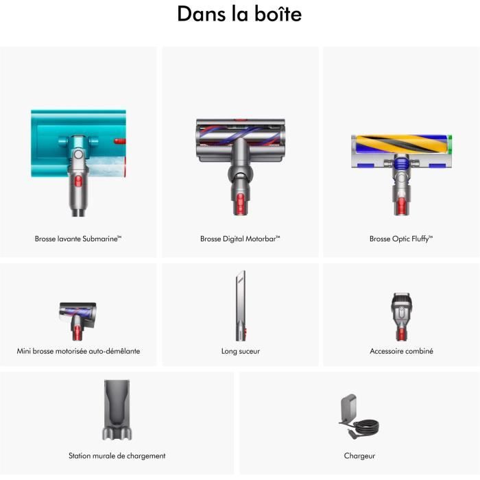 DYSON V15s Detect Submarine - Aspirateur Balai sans Fil - 240 airwatts - Brosse à rouleau humide Submarine pour laver les sols durs – Image 9