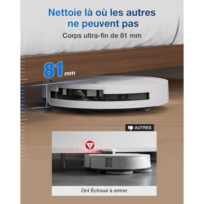 ECOVACS DEEBOT T50 OMNI - Aspirateur Robot Laveur avec Station - 15000Pa - Brosse latérale et serpillière Extensibles - ZeroTangle – Image 5