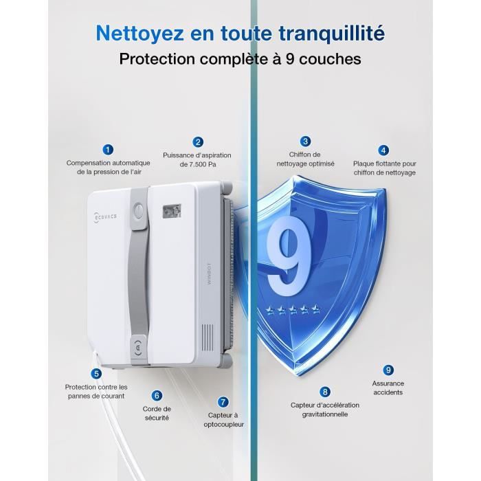 ECOVACS WINBOT Mini - Robot de Nettoyage de vitres - Design Compact - Double Buses avec pulvérisation ultrasonique – Image 6