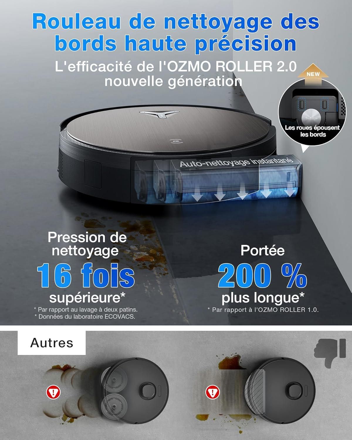 ECOVACS X11 OMNICYCLONE Aspirateur Robot, Robot Aspirateur Laveur avec BLAST et Puissance 19500 Pa, PowerBoost Ultra-rapide – Image 4
