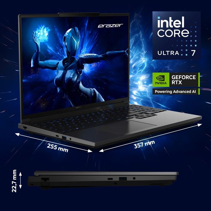 PC portable Gamer ERAZER Major 16 X1 - 16" QHD+ 300Hz - Core Ultra 7 255HX - RTX 5070 Ti - RAM 32 Go - SSD 2 To - Windows 11 – Image 2
