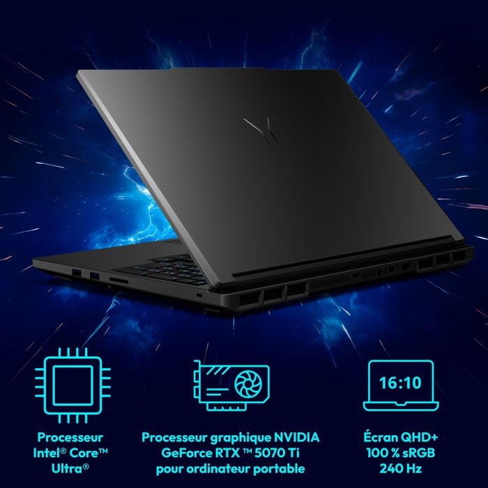 PC portable Gamer ERAZER Major 16 X1 - 16" QHD+ 300Hz - Core Ultra 7 255HX - RTX 5070 Ti - RAM 32 Go - SSD 2 To - Windows 11 – Image 3