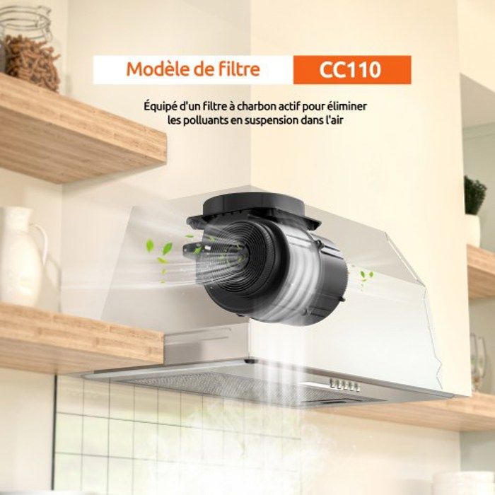 FIREGAS Hotte Aspirante Encastrable 52cm,350 m³/h,3 Vitesses,Hotte Aspirante à Conduit ou de Recyclage – Image 6