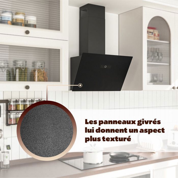 FIREGAS Hottes Aspirantes 60cm, Hotte de Cuisine Inclinée, 578m³/h Puissance d'aspiration élevée, Avec levier d'air, verre dépoli – Image 5