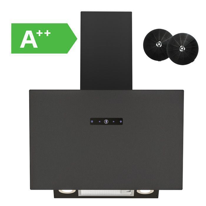 FIREGAS Hottes Aspirantes 60cm, Hotte de Cuisine Inclinée, 578m³/h Puissance d'aspiration élevée, Avec levier d'air, verre dépoli