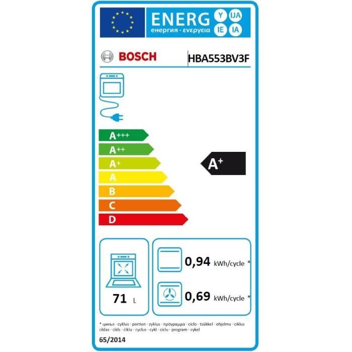 Four encastrable Ecoclean -BOSCH SER4 - HBA553BV3F - Blanc - 71 L - Classe énergie A+ - 59,5 x 59,4 x 54,8 cm – Image 4