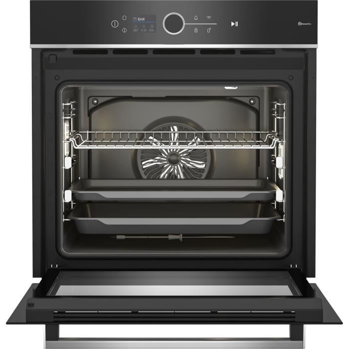 Four encastrable multifonction - Pyrolyse - BEKO - BBIM13500XPSW - Inox / Noir - Porte froide - 59,4 x 56,7 x 59,5 cm – Image 2