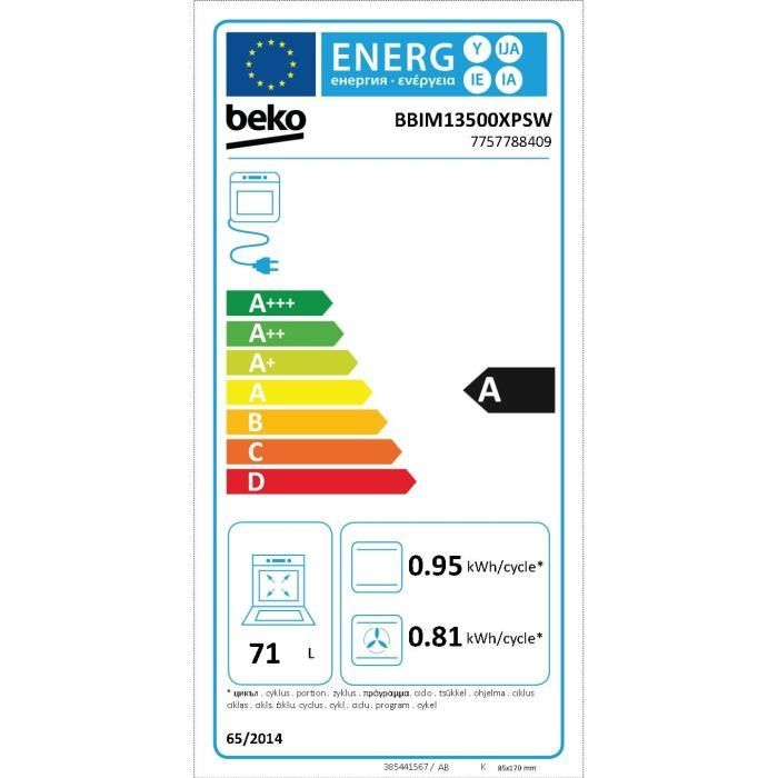 Four encastrable multifonction - Pyrolyse - BEKO - BBIM13500XPSW - Inox / Noir - Porte froide - 59,4 x 56,7 x 59,5 cm – Image 4